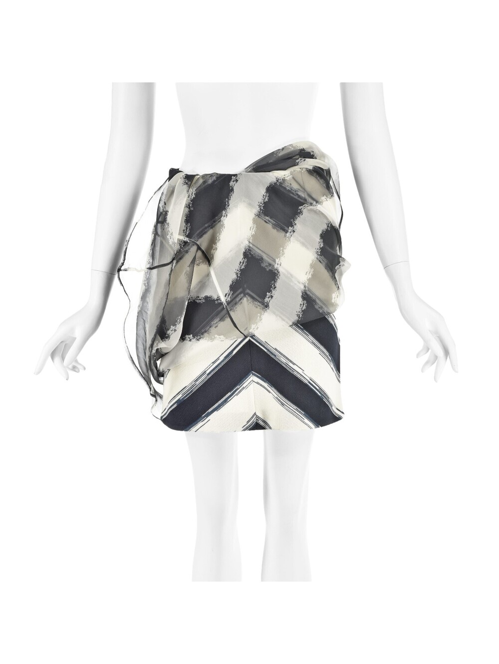 GIANFRANCO FERRÉ c.1999 Navy & White Striped Two-Piece Mini & Maxi Ensemble NWOT - Picture 10 of 13